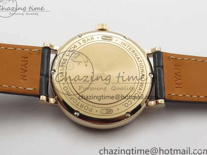 MIROTIME 0522 Durable Portofino 37mm RG V7F 1:1 Best Edition Gray Dial Diamonds Bezel on Black Leather Strap A 7089